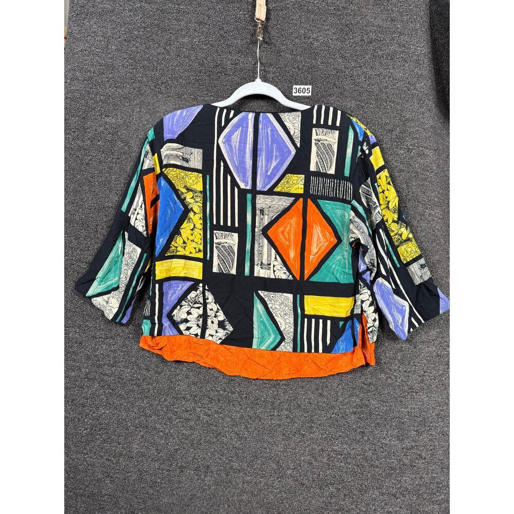 Dorothy Schoelen Platinum Shirt Womens Small Geometric Cropped Boxy Made in USA